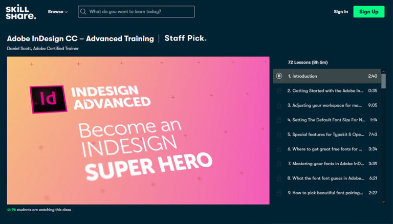 indesign courses online free